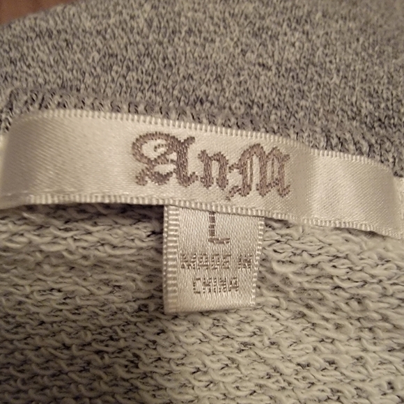 Anm Gray Casual Long Raglan Sleeve Shirt w/Sheer Boho Print Fabric Size Large - Picture 7 of 12